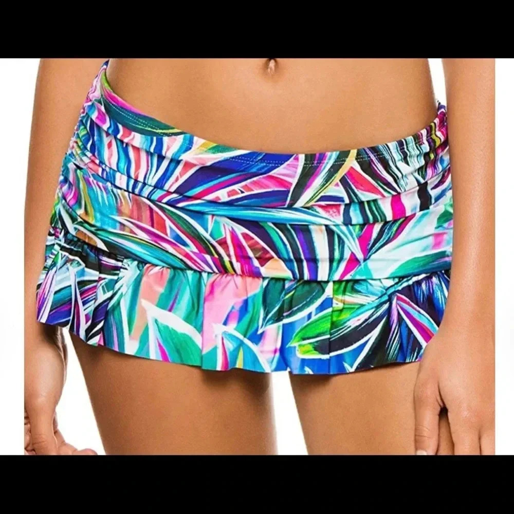 La Blanca Palm Opulence Twist Bandini Top & Skirted Ruffle Hipster Bikini Bottom - Picture 6 of 10
